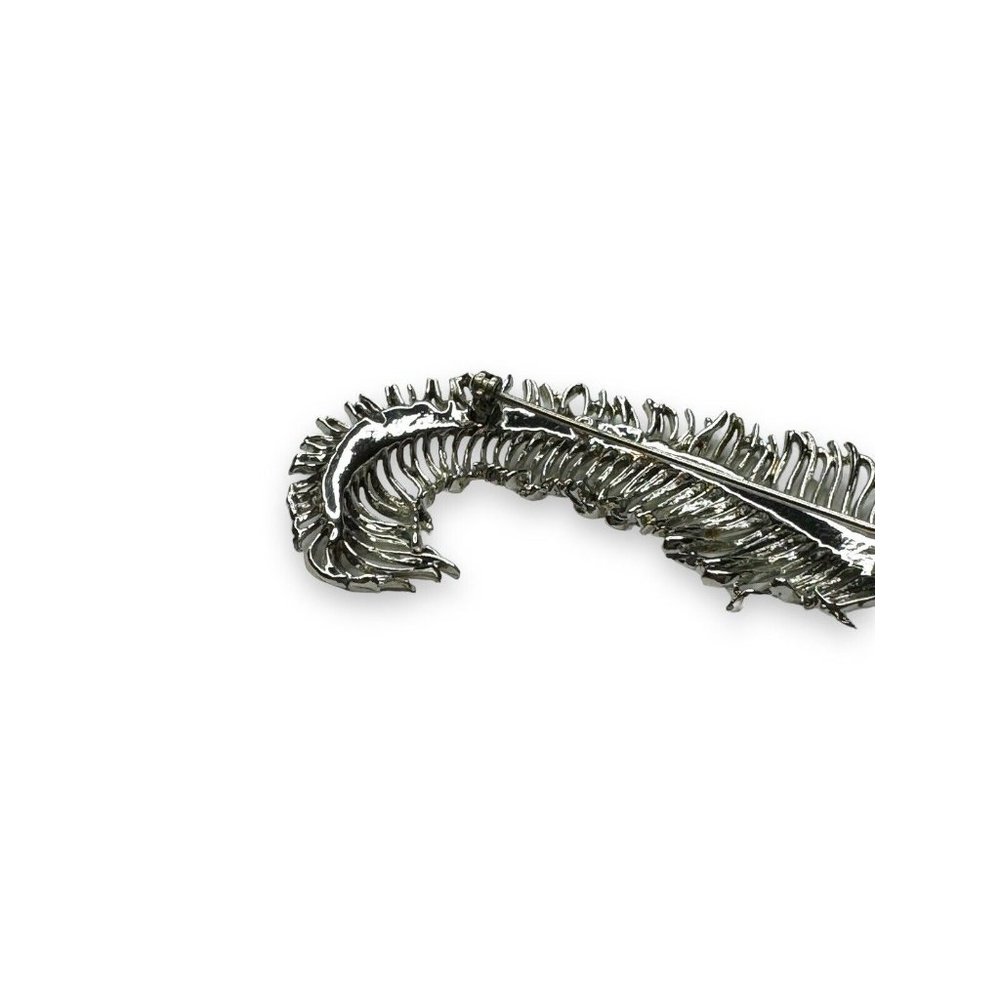 Pegasus Coro Silver Tone Curled Feather Vintage Brooch - Picture 5 of 8